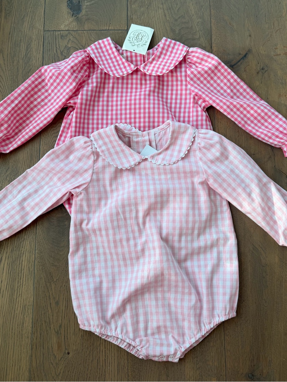 NEW • The Beaufort Bonnet Company Pink Gingham Onesies - Set of 2